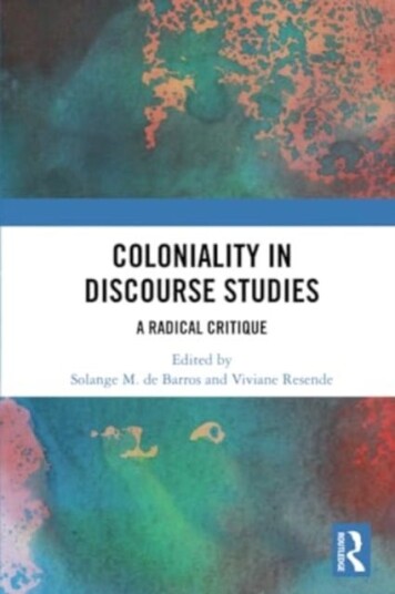 Coloniality in Discourse Studies A Radical Critique