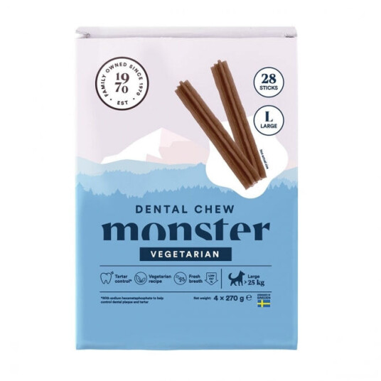 Monster Pet Food Vegetarisk Hundetannkekser Large 28-pakning