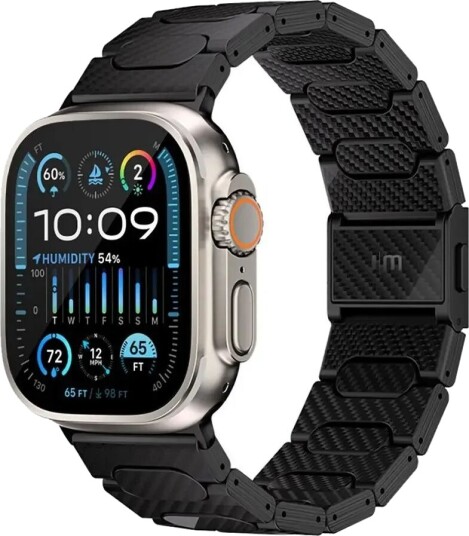 Apple Watch (42/44/SE/45/49MM) Just Mobile Ekte Karbonfiberstropp - svart Apple Watch (42/44/SE/45/49MM) Just Mobile Ekte Karbonfiberstropp - svart