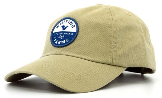 Whiting Farms Twill Cap Vintage Khaki Bomull Caps Med Logo I Front Nimbus Cloud/white