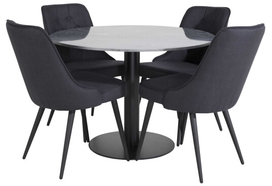 Venture Design Estelle & Velvet spisegruppe Svart/svart 4 st stoler & bord 106 cm