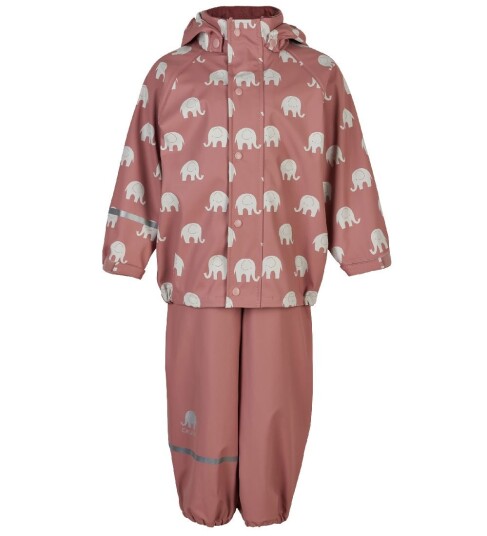 CeLaVi Rainwear Set Elephant Aop Pu Pink 116-122 CeLaVi Rainwear Set Elephant Aop Pu Pink 116-122