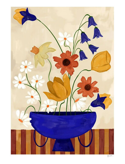 The Poster Club The Poster Club X Frankie Penwill   Colourful Bunch In Blue Vase   Multi/patterned   70X 100CM