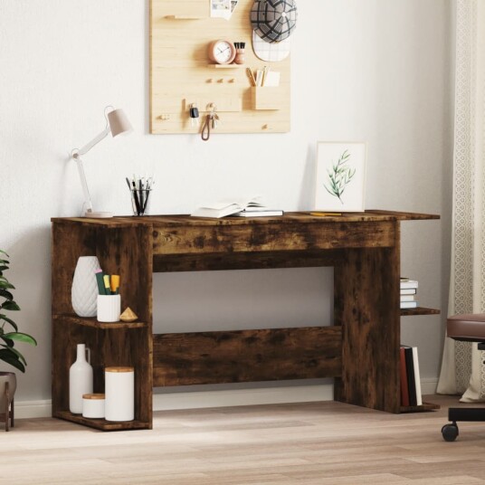 Skrivebord røkt eik 140x50x75 cm konstruert tre
