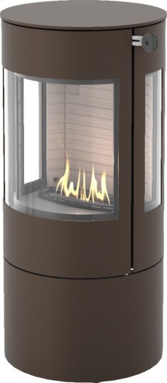 Viva L 100 mocca frittstående biopeis med sideglass og ståldør Viva L 100 mocca frittstående biopeis med sideglass og ståldør