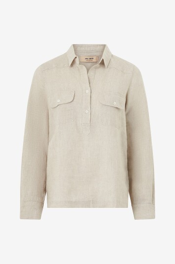 Mos Mosh Linskjorte mmEnna Linen Pocket Blouse Beige