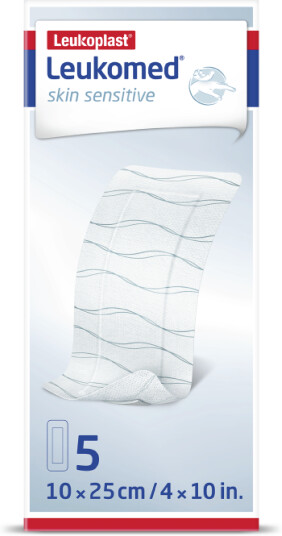 Leukoplast Leukomed Skin Sensitive Sårbandasje, 10x25 cm, 5 stk.