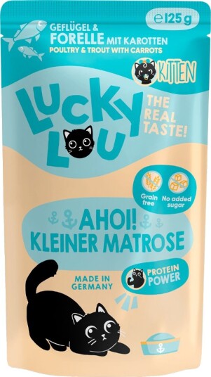 Lucky Lou Våtfôr Kitten Fjærkre & Ørret 16 X 125 G