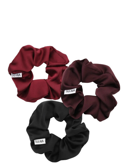 SUI AVA 3-Pack Ribbon Scrunchies - Burgundy - 3-PACK SUI AVA 3-Pack Ribbon Scrunchies - Burgundy - 3-PACK