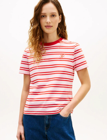 Tommy Hilfiger Th Script Reg C Nk Ss Tee   White   XL