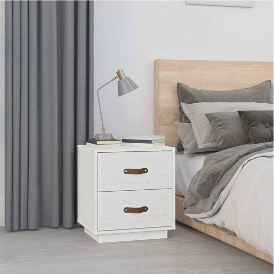 vidaXL Nattbord hvit 40x34x45 cm heltre furu vidaXL Nattbord hvit 40x34x45 cm heltre furu