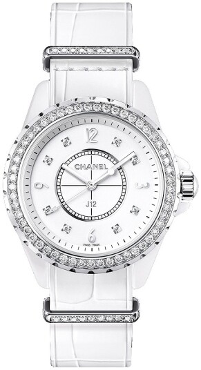 Chanel Dameklokke H4190 J12 Hvit/Lær Ø33 mm