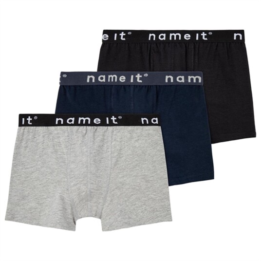 Name It Black/Grey Melange 3-pak Noos Boxershorts 116