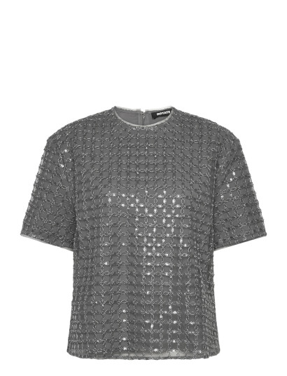 ROTATE Birger Christensen Beaded Oversized Top - Grey - 38