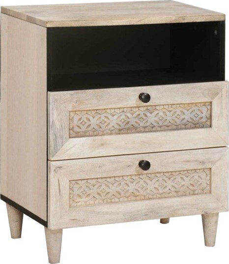  Nattbord med skuff med hylle Beige 50 x 33 x 60 cm heltre mango