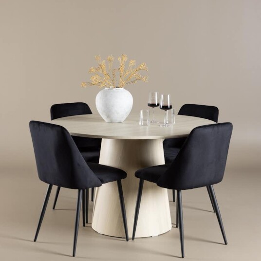 Spisegruppe Venture Home Lanzo Ø120 med 4 stk Night Stoler