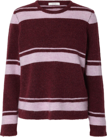 Selected Slwlulu New Ls Knit O Neck Noos Burgundy XS