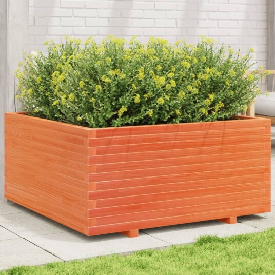 Plantekasse voksbrun 100x100x49,5 cm heltre furu