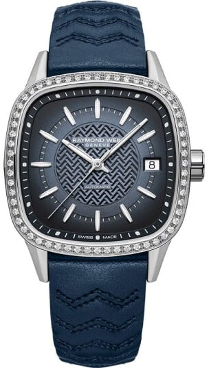 Raymond Weil Dameklokke 2490 SCS 50051 Freelancer Blå/Lær 34.5x34.5