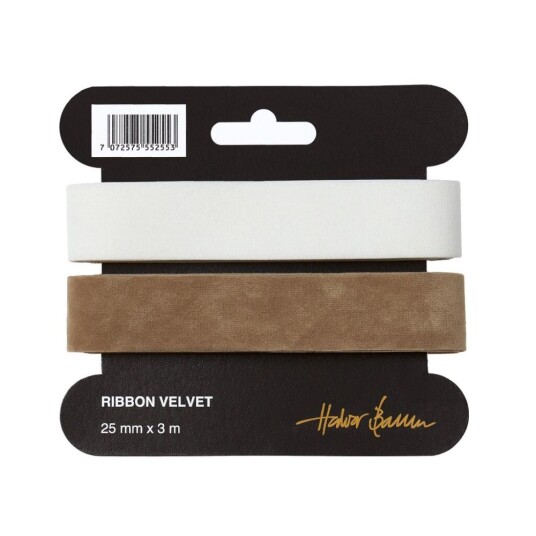 Halvor Bakke Gavebånd Fløyel Creme+Beige 25mmx3m