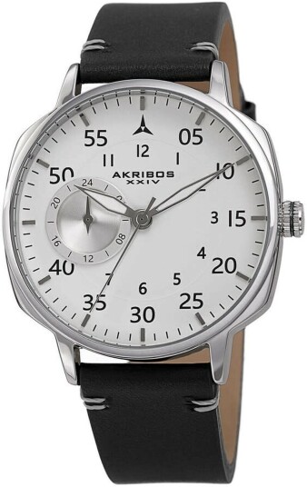 Akribos XXIV Herreklokke AK1109BU Analog Hvit/Lær Ø42 mm