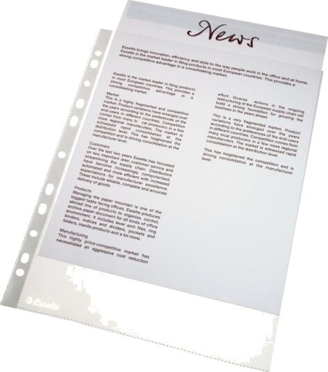 Esselte   Arkbeskytter   For A4 210 X 297 Mm   Kapasitet: 30 Ark   Blank En Pakke 100