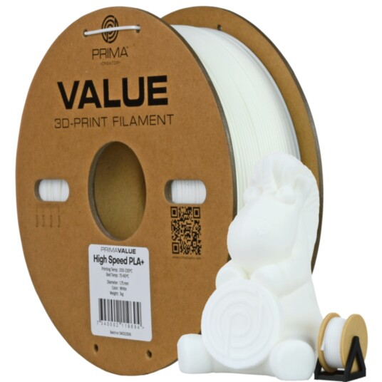 PrimaValue PLA+ High Speed   1,75mm   1kg   Hvit