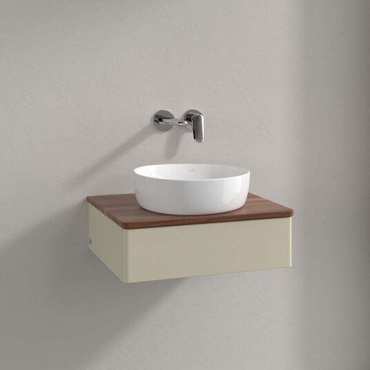 Villeroy & Boch Antao Servantskap med 1 skuff 60x50x19 cm u/lys Grå Matt/Valnøtt