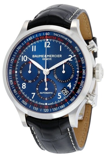 Baume & Mercier Herreklokke MOA10065 CAPELAND Blå/Lær Ø44 mm