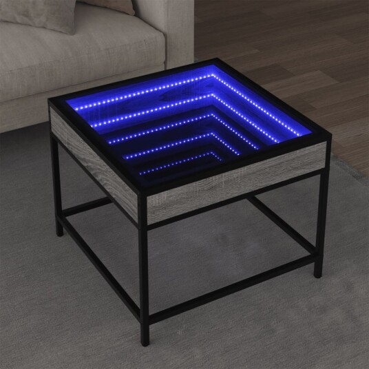  Salongbord med Infinity LED grå sonoma 50x50x41 cm 847680