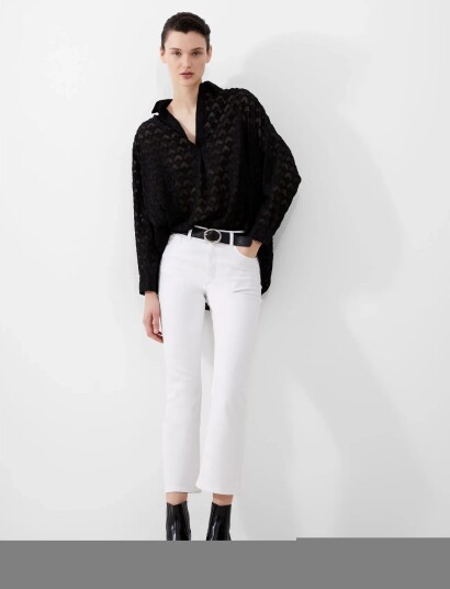 French Connection Stretch Ankle Boot Cut Jean   White   36