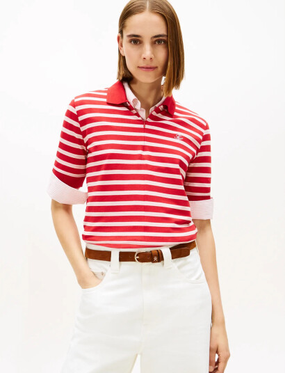 Tommy Hilfiger Th Script Lyocell Zip Ss Polo Red S Tommy Hilfiger Th Script Lyocell Zip Ss Polo Red S