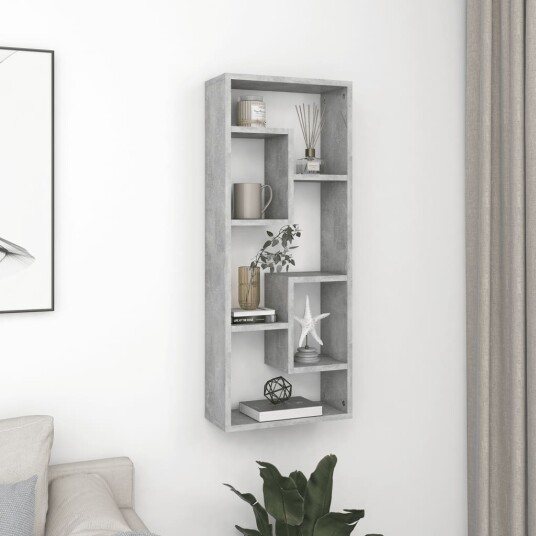 vidaXL Vegghylle betonggr? 36x16x90 cm sponplate