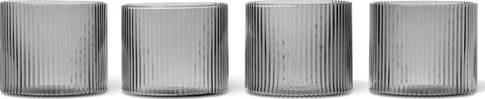 ferm LIVING Ripple glass lavt 4-pakning Smoked Grey ferm LIVING Ripple glass lavt 4-pakning Smoked Grey
