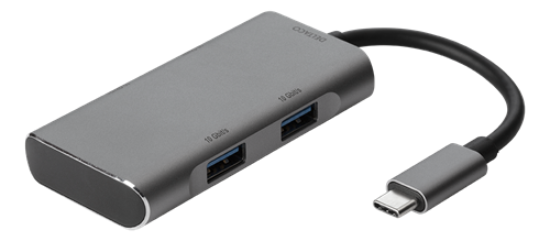 Deltaco Usb Hub, Usb-C Ha For 2xusb-C Ports And 2xusb-A Ports, 10gb/s, Space Gray