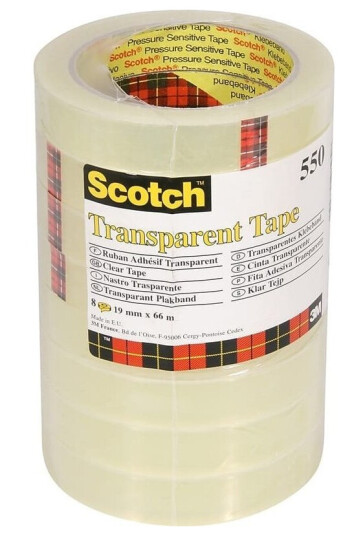 3M Scotch Selvklebende Film 550 Gjennomsiktig 19 Mm X 66 M Kjernediameter: 76 Mm Høy Limstyrke 5501966