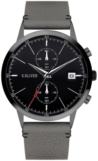 s.Oliver Herreklokke SO 4125 LC S.Oliver Classic Sort/Lær Ø44 mm