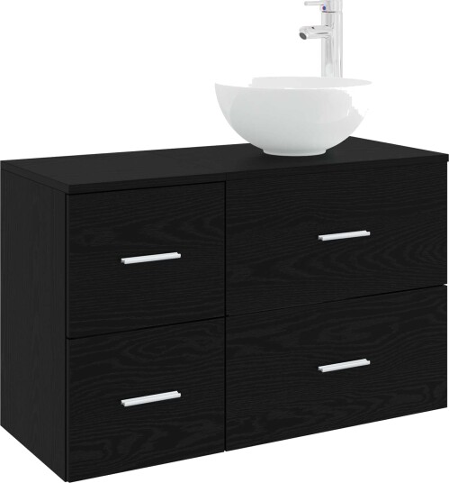  Baderomsinnredningssett 2 pcs Svart eik Konstruert tre