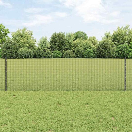 vidaXL Sveiset trådgjerde med stolper 25 x 0,6 m PVC belagt stål Grå