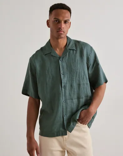 Selected Men Slhrelaxkylian Mix Ss Shirt Resort Linskjorter Grønn Selected Men Slhrelaxkylian Mix Ss Shirt Resort Linskjorter Grønn