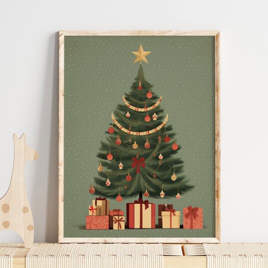 Plakat Juletre og Gaver Plakat Juletre og Gaver