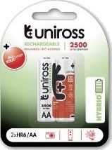 Uniross Ni-Mh Aa Hr06 Genopladelige Batterier 2500Mah 2 Stk. UH2AA2500