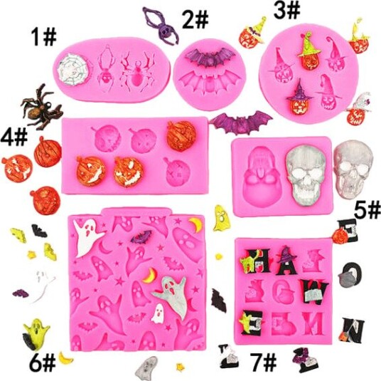 Halloween Silikonform - Gresskar, Skalle, Skjelett - Silikonformsett for Kaker Halloween Silikonform - Gresskar, Skalle, Skjelett - Silikonformsett for Kaker