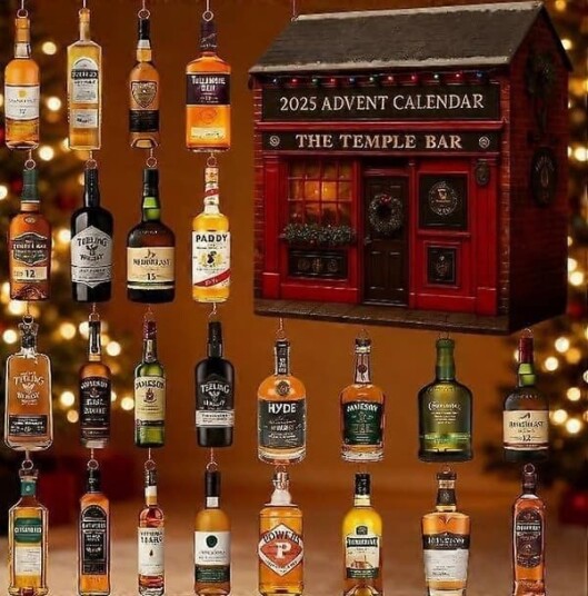 Whiskey Adventskalender 2025 Bourbon & vin Adventskalender 2025 2D Akryl Jule Nedtellingskalender Juletrepynt