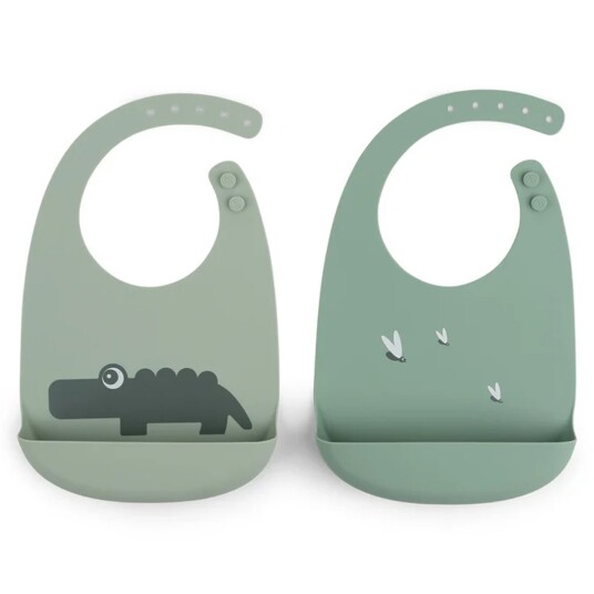 Done By Deer Silikonsmekker 2-Pack Croco Grønn, Vaskemaskinvennlig Done By Deer Silikonsmekker 2-Pack Croco Grønn, Vaskemaskinvennlig
