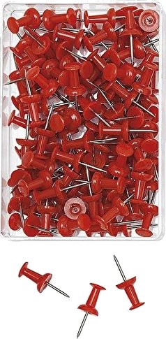 Wedo Nåleputtnåler Rød 100 Stk. Nålelengde 12 Mm Hodediameter 10 Mm I Klar Boks 54 202