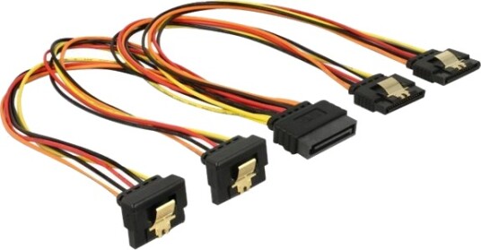 Delock Strømsplitter Sata-Strøm P Rett Til Sata-Strøm R Vinklet / Rett 3.3 / 5 / 12 V 30 Cm Låst Svart Gul Rød Oransje