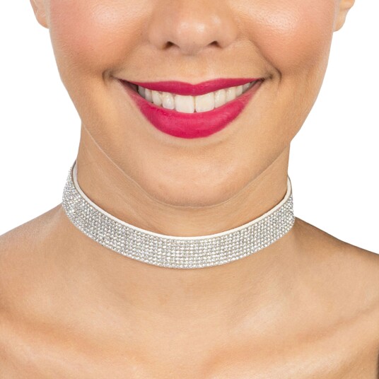 Chaks Choker Halskjede med Strass Sølv 14527