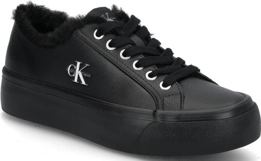 Calvin Klein Vulc Flatf Laceup Lth Fur TRIPLE BLACK 39 x 39 Calvin Klein Vulc Flatf Laceup Lth Fur TRIPLE BLACK 39 x 39