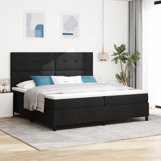 boxspring seng med madrass svart 200x200 cm stoff 3339415